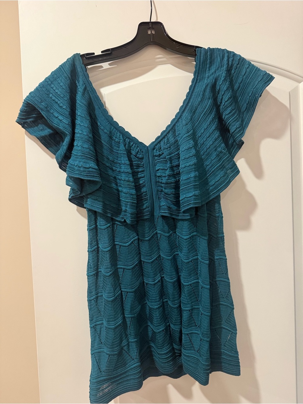 Missoni Teal V-Neck Ruffle Mini Dress